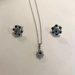 sapphire and zirconia necklace and earrings